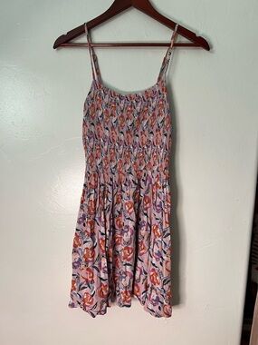 Angie Pink Floral Smocked Mini Dress Size Small